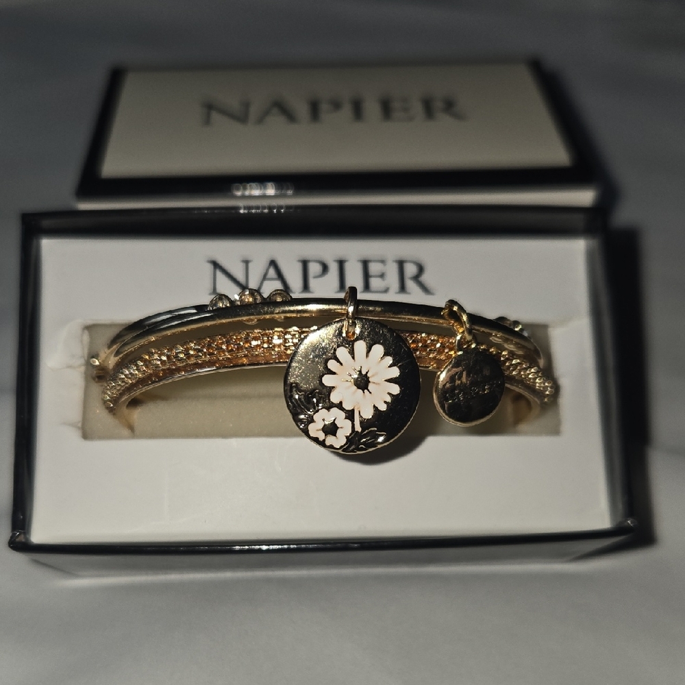 Napier Gold Bracelet with Vintage Floral Design